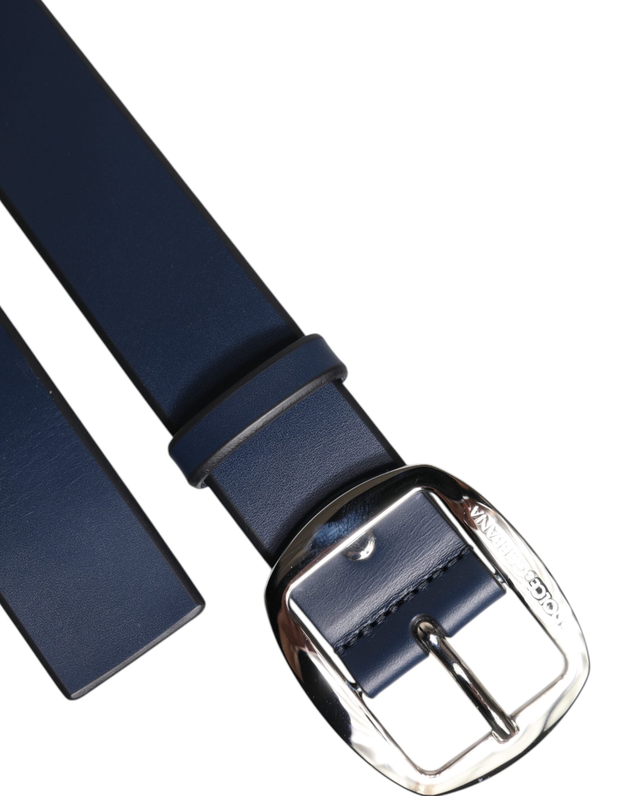 Dolce & Gabbana Blue Calf Leather Classic Metal Buckle Belt
